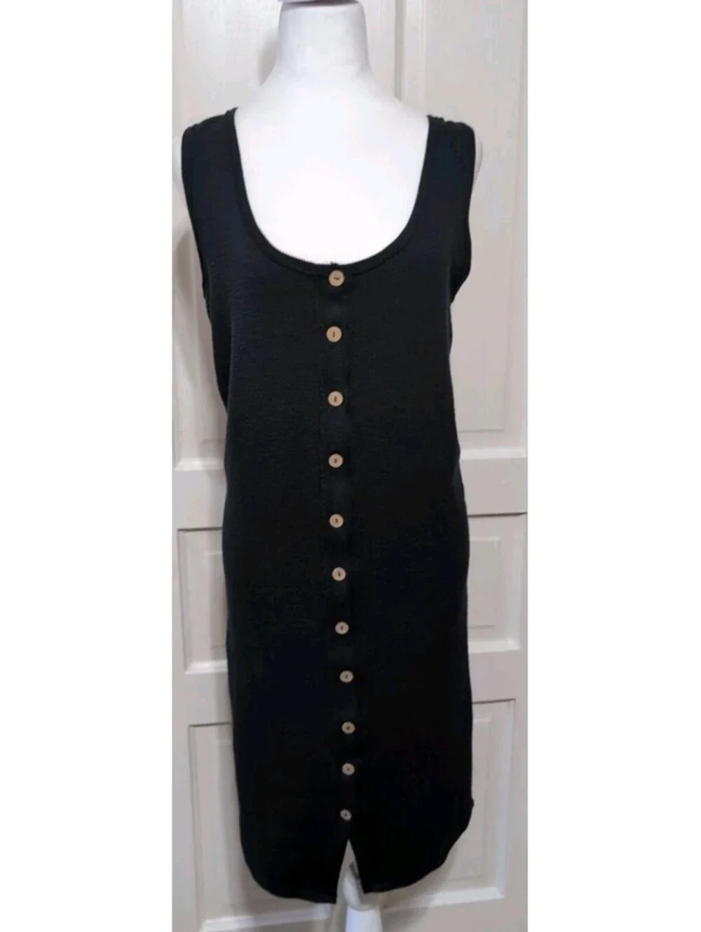 Free People Gia Long Vest Dress Black Boho Cottagecore Goth Woman's S(1511)D